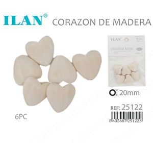 Perline di legno a forma di cuore Ilan 20mm 6 pezzi Materiali per artigianato - Product Image 3