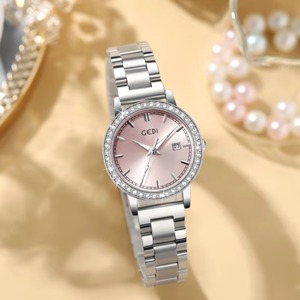 Reloj de Cuarzo de Lujo para Mujer con Incrustaciones de Diamantes, Esfera Grande de 30MM, Calendario y Correa de Aleación - Product Image 6