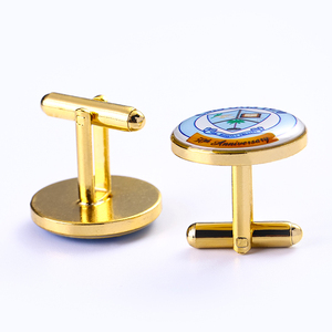 Có Sẵn Mẫu Tùy Chỉnh Mạ Vàng Kim Loại In Ấn Tráng Epoxy Kỷ Niệm Logo Brass Khoảng Trống Khuy Măng Sét Cho Nam Giới - Product Image 2