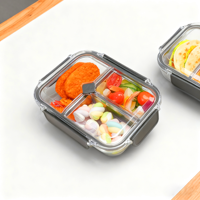 Boîtes à lunch en plastique à 3 compartiments, résistantes aux fuites, compatibles micro-ondes, avec couvercle, pour le stockage des aliments, écologiques, capacité 1L, vente en gros