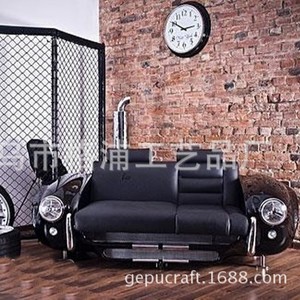 Custom Car <b>Sofa</b> Pu Leather Antique Design Midcentury Style Bar Furniture Home Bar <b>Floor</b> Mount - Product Image 3