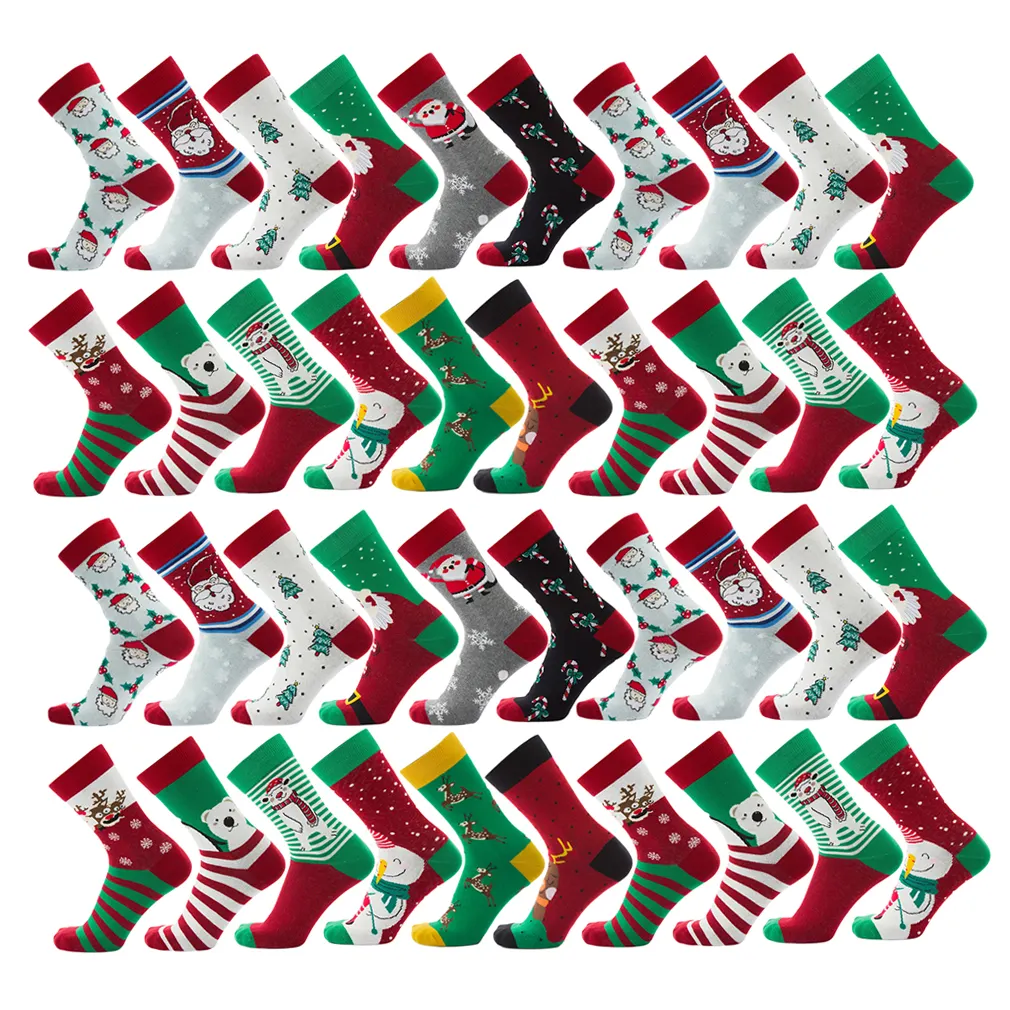 2024 HAD calcetines femeninos nuevo tubo calcetines de Navidad comercio nieve verde muletas árbol regalo de Navidad Calcetines