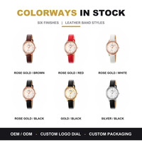 Montre à quartz pour femme SKMEI 2027, lunette en cristal, bracelet en cuir, étanche 3ATM, petit cadran rond, élégante, décontractée, cadeau, montre-bracelet pour femme