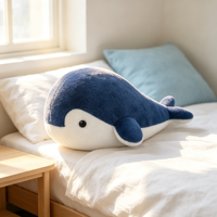 Peluche baleine brodée super douce personnalisée, rembourrée en coton PP, adorable baleine bleue, animal marin, OEM ODM, faible MOQ, vente en gros, cadeau