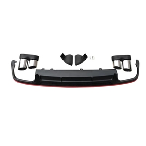 Difusor de Parachoques Trasero para Auto con Acabado Negro Brillante y Franja Roja, Tubo de Escape <span class=keywords><strong>S</strong></span>-<span class=keywords><strong>line</strong></span> S6, Modificación para <span class=keywords><strong>A6</strong></span> 2019 <span class=keywords><strong>2020</strong></span> 2021 2022 - Product Image 1