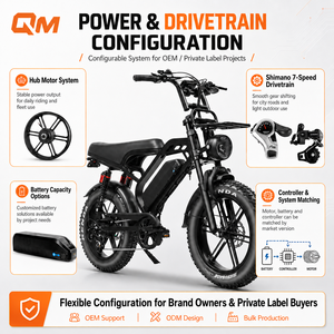 Bicicleta eléctrica QMWHEEL V20 Limited 48V, bicicleta eléctrica urbana con llantas gruesas, batería de litio, bicicleta eléctrica todoterreno para venta al por mayor. - Product Image 1