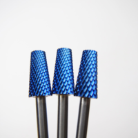 F M C Fraise rotative conique en carbure à pointe ronde et plate, petite, de couleur bleue, pour outils de manucure et pédicure pour salon et spa