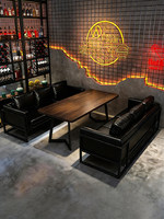 Ensemble de bar en bambou de style industriel pour cafés et restaurants commerciaux, mobilier de bar rectangulaire personnalisable
