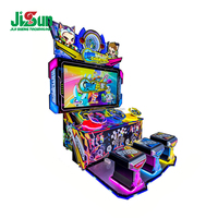 Machine d'arcade de course automobile Wind Speed Chariot 3 joueurs avec lumières LED colorées néon violet et bleu pour centre de divertissement