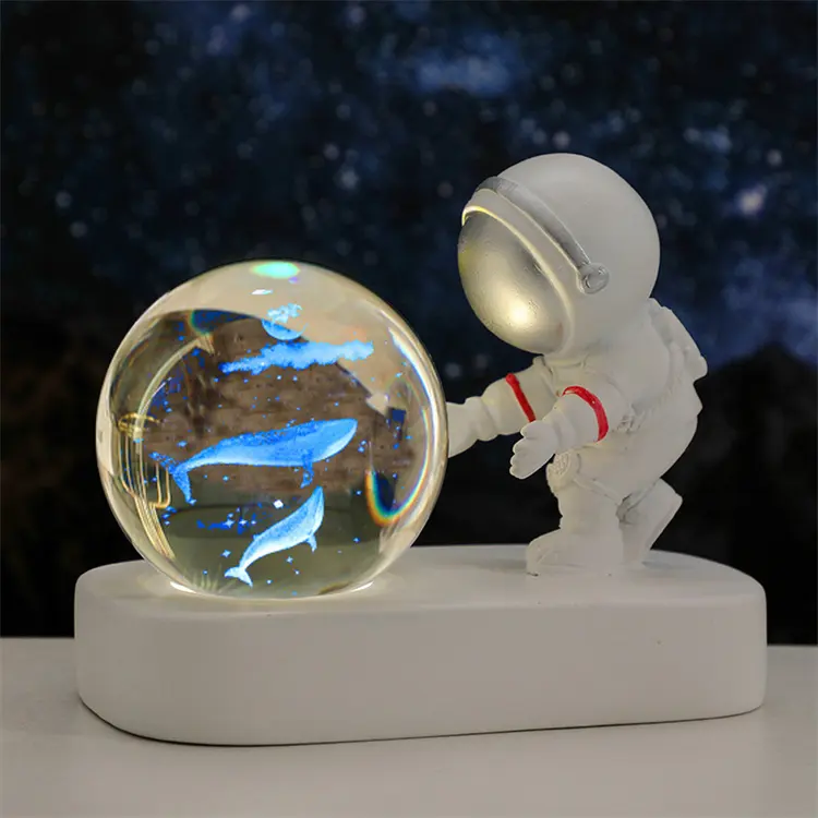 Luna LED pianeta globo luna 3D sfera di cristallo inciso al Laser sistema solare palla con luce notturna a LED Base di astronomia regalo