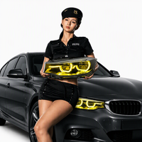 Ensemble de phares LED automatiques pour BMW Série 3 GT F34 2013-2020, double anneau halo, yeux d'ange, feux de jour DRL, blanc jaune
