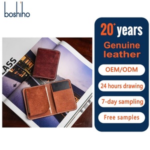 Vintage Anti-Theft Cowhide Open Leather RFID Blocking Stylish Design Portable Credit <b>ID</b> Card <b>Holder</b> Nylon Thread Short Unisex 7 - Product Image 1