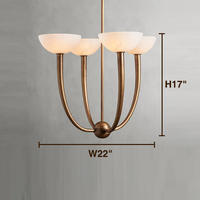 Lampe suspendue moderne en albâtre, salon, restaurant, style Art déco, 4 luminaires, lustre en laiton