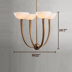 Lampe suspendue <span class=keywords><strong>moderne</strong></span> en albâtre, salon, restaurant, style Art déco, 4 luminaires, lustre en laiton - Product Image 5