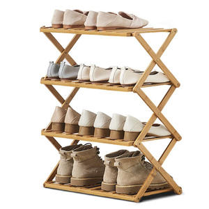 Étagère à chaussures pliante en bambou, <span class=keywords><strong>chaussure</strong></span> autoportante multifonctionnelle à 4 niveaux - Product Image 1