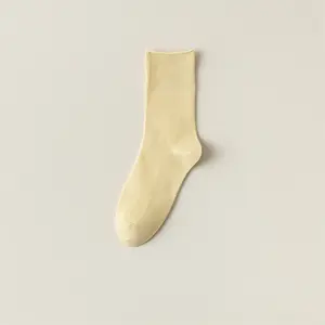 Wholesale Spring Summer Women's Socks Mid-tube Solid Color Preppy Style Socks For Girls Socks