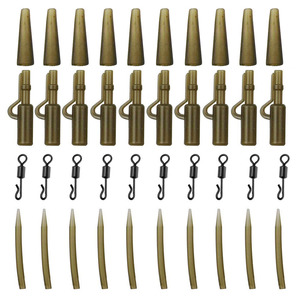 <span class=keywords><strong>Kit</strong></span> de aparejos de <span class=keywords><strong>pesca</strong></span> de carpa con mangas antienredos, Clips de plomo giratorios de cambio rápido y tubos de goma de cola, 40 Uds. - Product Image 1
