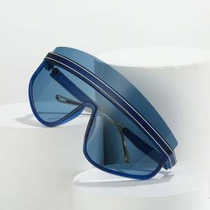 Gafas de Sol de Moda con Logotipo Personalizado, Montura Media con Rayas, Lentes de Una Pieza Extra Grandes para Mujer - Product Image 4