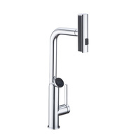 Robinet de cuisine Feiyu Waterfall en acier inoxydable 304, flexible, télescopique, avec pulvérisation rotative, valve en céramique, finition chromée, montage sur plan.