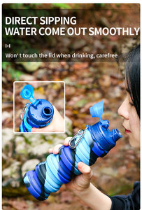 Factory Customized 500ml Silicone <b>Water</b> <b>Bottles</b> <b>Foldable</b> Outdoor Travel with Direct Drinking Customized Logos Wholesale - Product Image 5