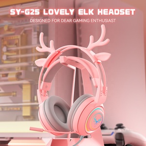 Audífonos HiFi con Diseño de Cuernos y Micrófono para PS5, Auriculares Gamer para Chicas, RGB Negro Rosa, Casco para PC, Laptop, Teléfono, PS4 - Product Image 2