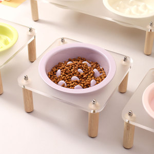 Slow-feeding bowl with acrylic bowl stand, ceramic cat food bowl, household pet bowl, cat bowl, dog bowl, cat and dog food bowl - Product Image 4