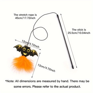 Jouet interactif pour chat : Canne à pêche amusante avec plumes, araignée et lanterne citrouille pour Halloween - Product Image 3