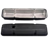 Pour Chevrolet SBC, couvercles de soupapes courts en aluminium moulé noir à ailettes, 1958-86, fixation par boulons périphériques, 283 302 305 327 350 400, bouchon de remplissage d'huile, joints