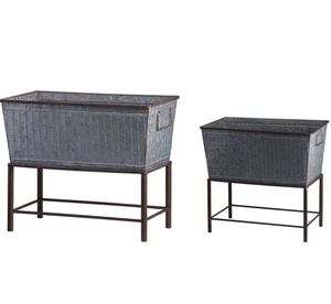Best Sale Outdoor Indoor Galvanized Garden Raised Planter <b>Boxes</b> Large Metal 2 Piece Elevated Planter Set of 2 with Stand - Product Image 1