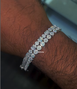 Rappeur Hip Hop Bijoux Hommes Bling Baguette Moissanite Croix Bracelet Or Blanc Glacé Diamant Trèfle Coeur Tennis Bracelet - Product Image 2