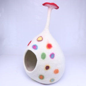 Fait à la main 100% laine naturelle lit pour animaux de compagnie écologique rayé feutre chat grotte chaud intérieur maison cadeau de noël pour chatons petits animaux de compagnie - Product Image 3