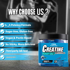 120 gommes monohydrate de créatine à saveur de myrtille sans sucre pour supplément de pré-entraînement pour adultes - Product Image 4