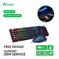 Clavier de jeu mécanique rétroéclairé LED personnalisé Keywin OEM 104 touches, interface USB pour ordinateur/ordinateur portable, design arc-en-ciel filaire