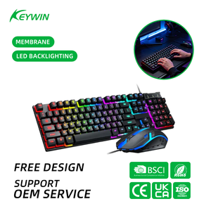 <span class=keywords><strong>Clavier</strong></span> de jeu mécanique rétroéclairé LED personnalisé Keywin OEM 104 touches, interface USB pour ordinateur/ordinateur portable, design arc-en-ciel filaire - Product Image 1