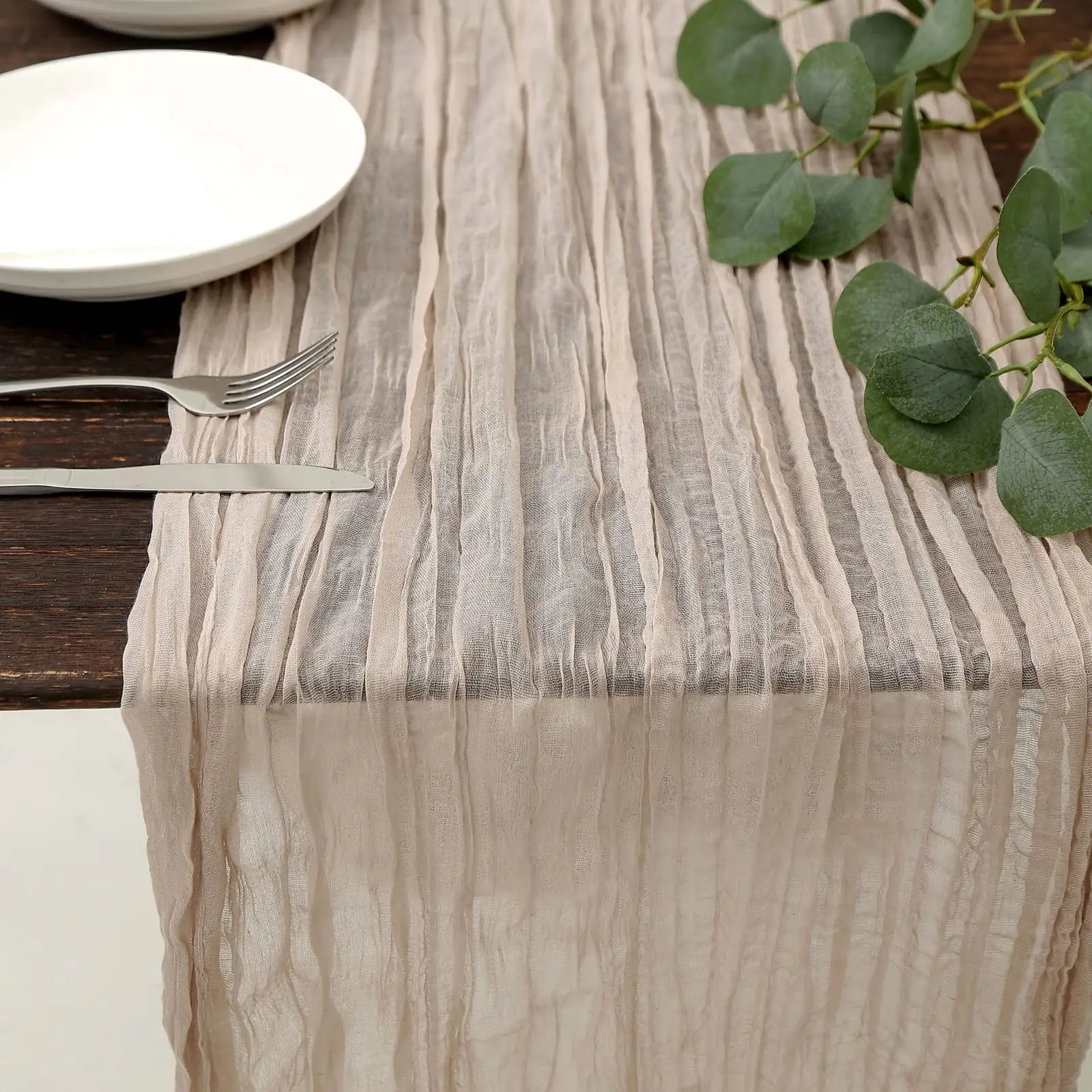 Farmhouse sage green table runner solid gauze table runner cheesecloth table runner for wedding party