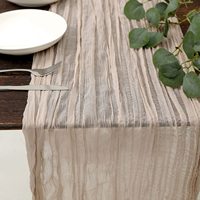Chemin de table vert sauge style ferme, chemin de table uni en gaze, chemin de table en gaze de coton pour mariage et fête