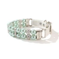 Collier en cuir réglable pour chien avec perles et strass en cristal, vente en gros