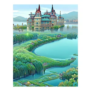 Good quality Green Castle DIY diamond painting by numbers for adults