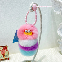 Porte-clés peluche chenille direct usine, plusieurs couleurs, personnalisable, dessin animé, animal en peluche doux, avec clochette, breloque de sac Kawaii