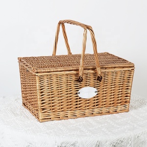 Handmade Mây Lớn Sống Ngoài Trời Cắm Trại Dã Ngoại Giỏ Picknick Giỏ 2 <span class=keywords><strong>Wicker</strong></span> Hamper Set Với Đôi Đóng Mở Xử Lý - Product Image 3
