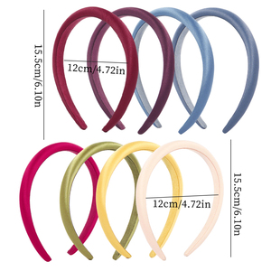 8 ألوان أربطة رأس ساتان سائبة أو شريط مضاد للانزلاق أو ربطة رأس صلبة سادة للنساء والفتيات إكسسوارات شعر يدوية الصنع - Product Image 1
