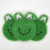 Chiffon de nettoyage de cuisine en crochet fait main de haute qualité, motif grenouille mignon, écologique, 100% polyester, pour le lavage des verres et l'utilisation en cuisine