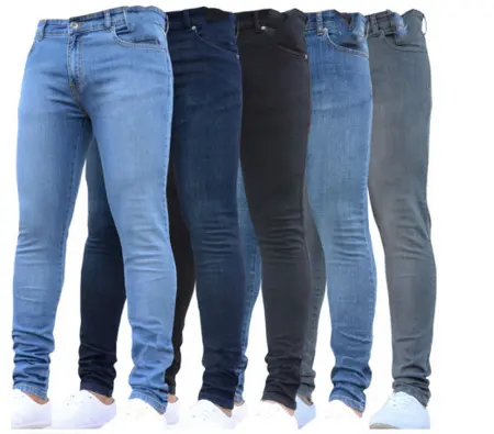 Nouveau pantalon crayon homme 2019 mode hommes décontracté coupe ajustée droite Stretch pieds Slim fermeture éclair jean