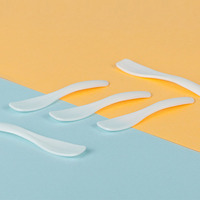Mini spatule crème cosmétique Stock couleur blanche petite brosse de soins de la peau en plastique avec utilisation de marque privée pour le Logo d'impression de beauté du visage