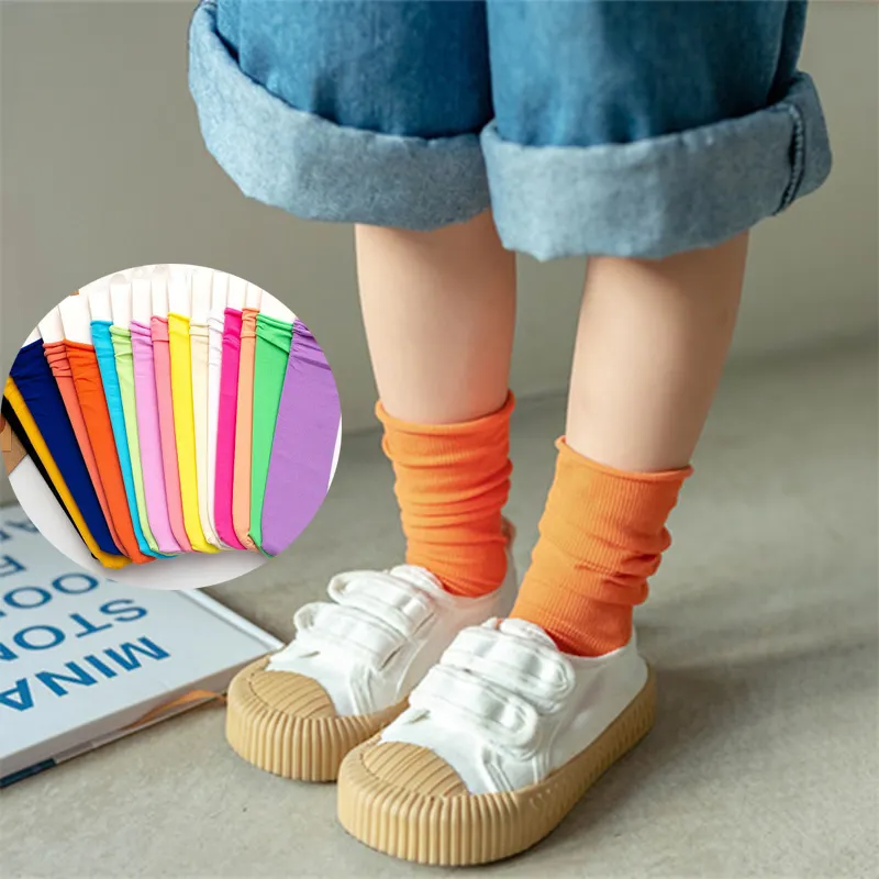 2-18Y Sommer Kind dünne lose Stapel Socken japanische Samt Candy Farbe dünne Eis stapel Slouch gestapelte Kinder socken