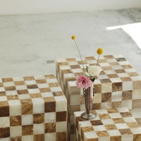 Table d'appoint en marbre naturel, design de mobilier d'intérieur, table multicolore, colonne en pierre de luxe, socle en marbre, table d'appoint, mesa en marbre
