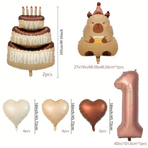 New Hydrochoerus Animal Capybara Theme Cake <strong>Chocolate</strong> Color 40 Inch Helium Number Balloon Sets for Children Birthday Party - Product Image 2