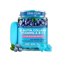 Produits de beauté de haute qualité OEM ODM, gommes à la biotine avec collagène et multivitamines pour l'éclat de la peau, la force des cheveux et la santé des ongles