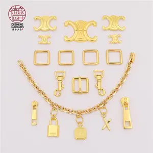 24K Oro In Metallo Breve Maniglie Del Pendente Della Decorazione Della Borsa di Ricambio Catene Serrature Moschettoni Set Borsa FAI DA TE Accessori Hardware