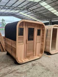 Sauna Exterior de Madera Maciza de Cedro Rojo con Media Ventana, Estufa de Sauna Tradicional de Vapor, 220-240V, 1 Año de Garantía - Product Image 4